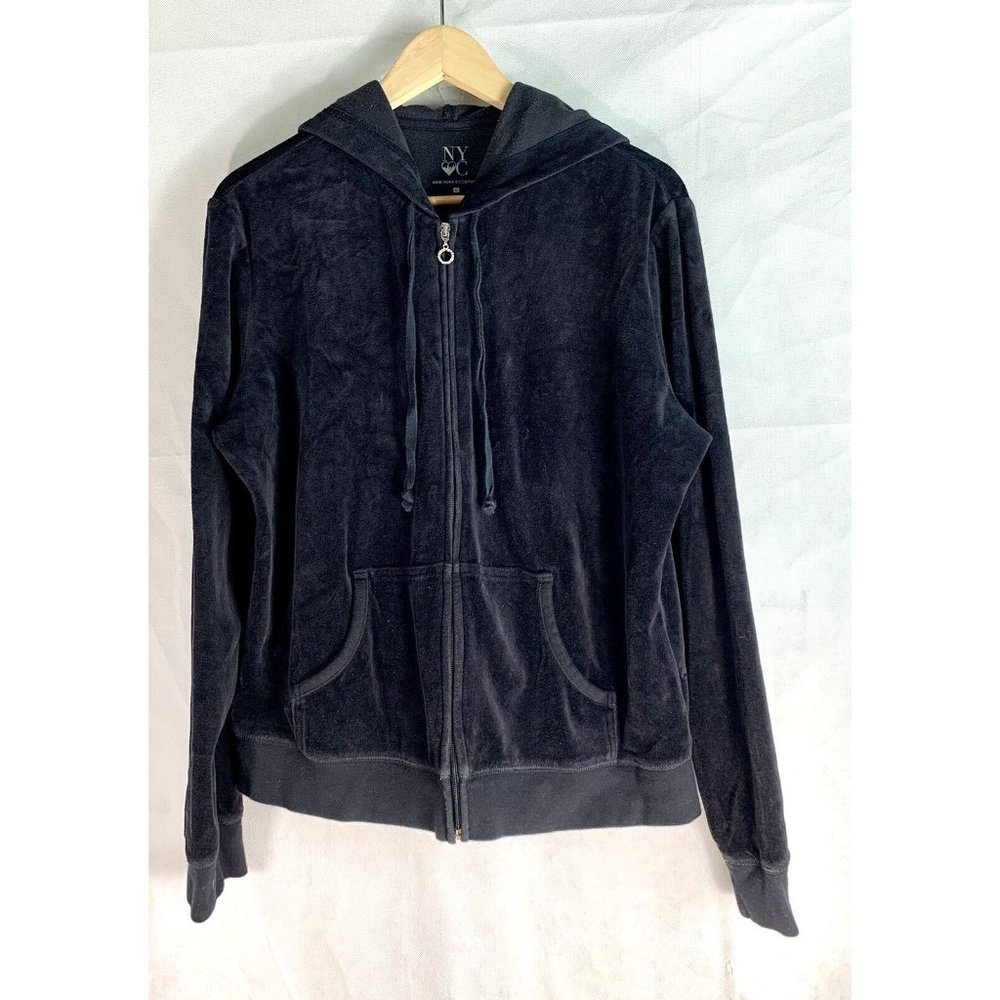 New York & Company Comfort Zone Women's Black Velour Sweatshirt Size XL